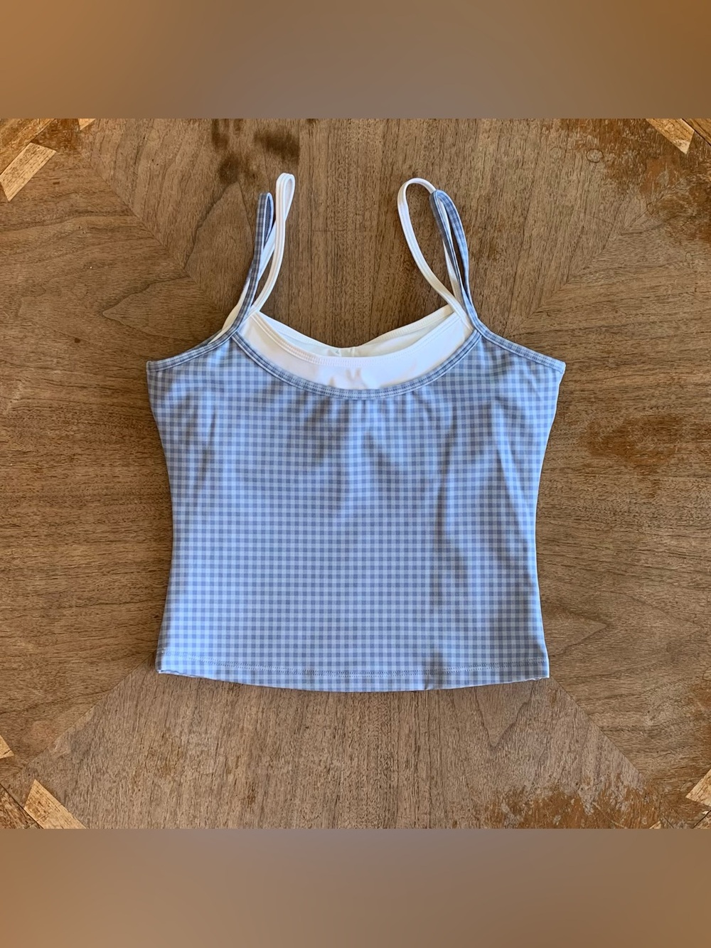 ACTA Blue Gingham Edge Tank - Picture 2 of 2
